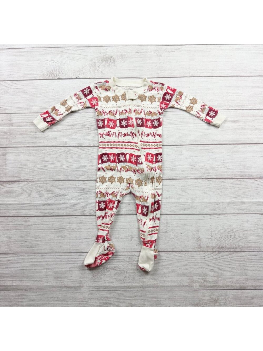 Burt’s Bees Baby Holiday Organic Cotton Zip Footed Sleeper Pajamas 6-9 Months